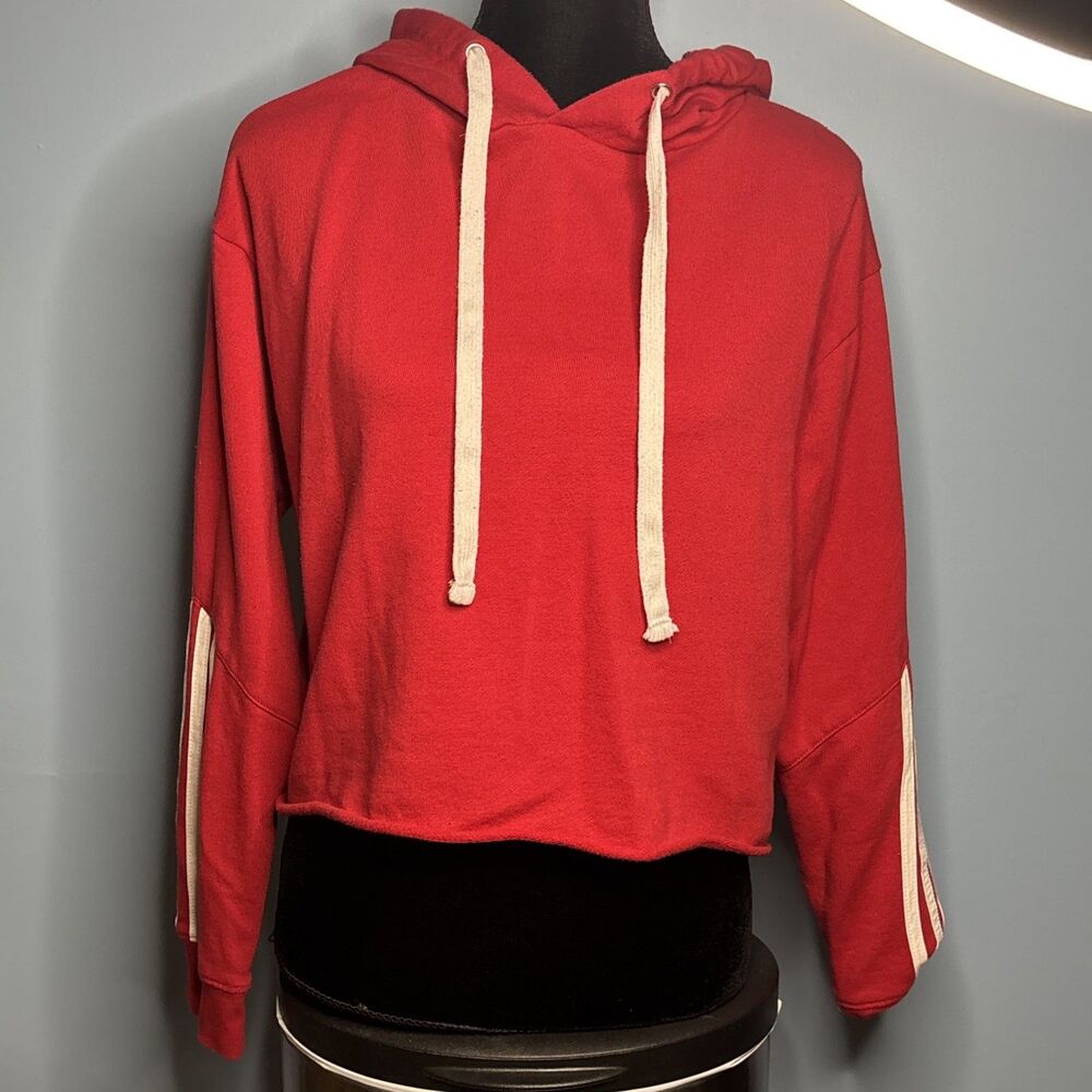 Reflex LOVE Red & White Pullover Hoodie Crop Top (Women’s L) Sweatshirt
